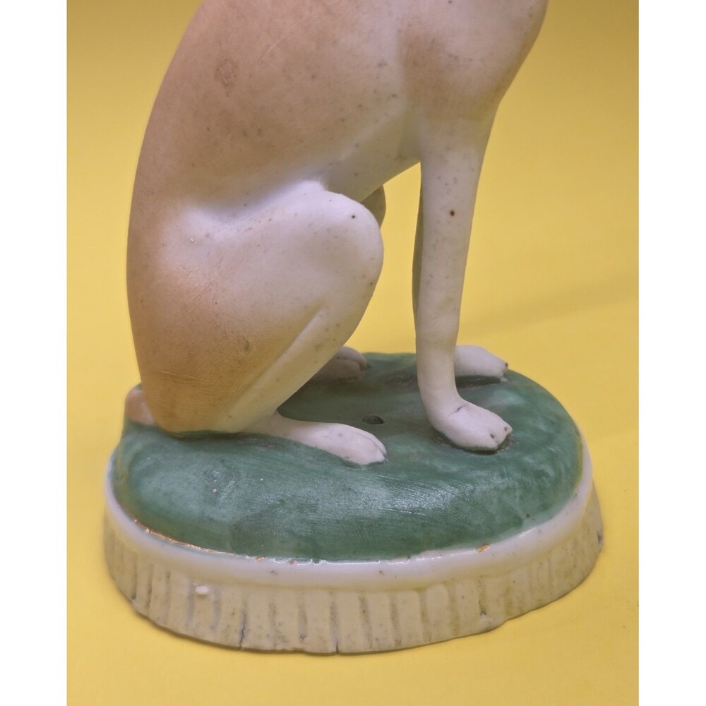 Antique Staffordshire Bisque Porcelain Dog Figurine Whippet Greyhound 5" Pottery - Picture 10 of 16